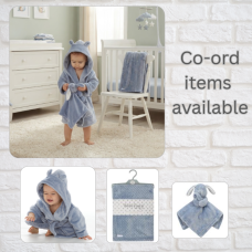 18C853: Baby Dusky Blue Hooded Dressing Gown (6-24 Months)